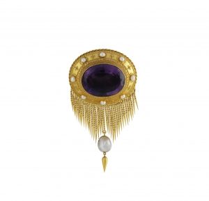 "Historical masterpiece" -  Antike Amethyst Brosche/Anhänger/Medaillon