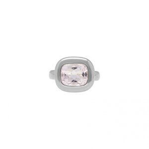 "Pale pink pillow" - Weißgoldener Quarz Ring