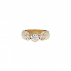 "Drei weiße Steine" - Gelbgold Ring mit Brillanten