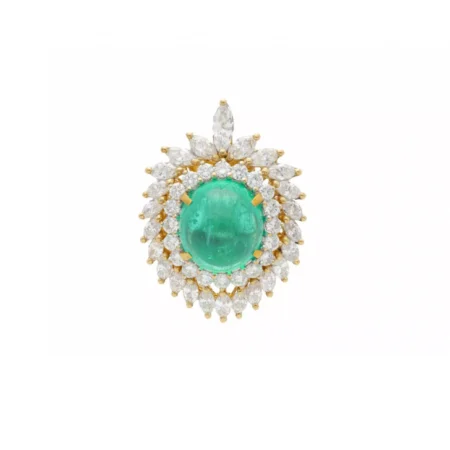 "Green Jelly" - Imposanter Ring mit Smaragd und Diamanten 14 Karat Gold