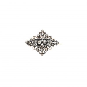 "Historical brooch" - Silberne Brosche mit Diamantrosen
