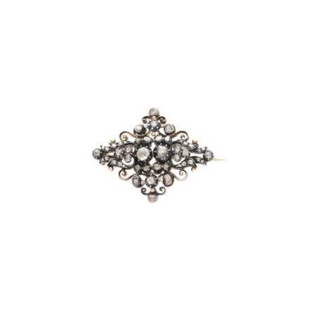 "Historical brooch" - Silberne Brosche mit Diamantrosen