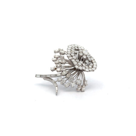 "Dream flower" - 14 Karat Weißgold Vintage Diamant Brosche