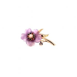 "Purple flower" - Bezaubernde Vintage Brosche