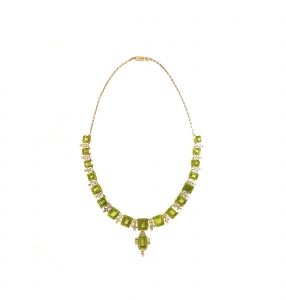 "Green dream" - Peridot Collier mit Diamanten