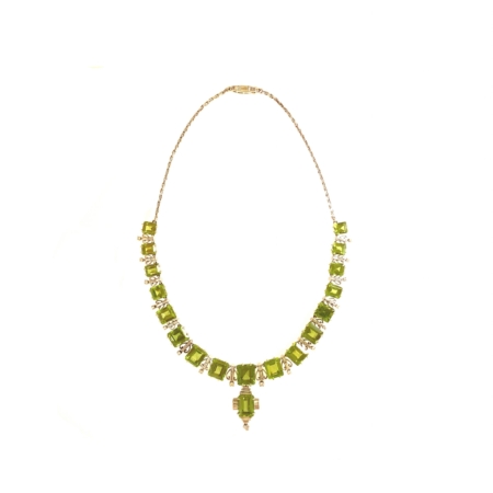 "Green dream" - Peridot Collier Silber mit Diamanten