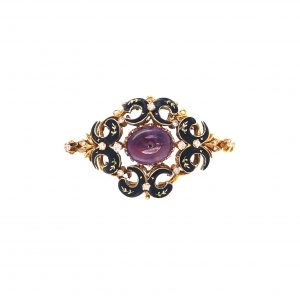 ''Je vous protège'' - Amethyst Diamantbrosche