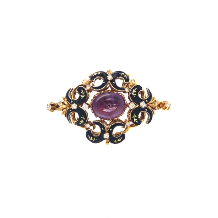''Je vous protège'' - Amethyst Diamantbrosche