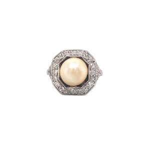 ''Perla Protetta'' - Ring mit Diamanten und Perle