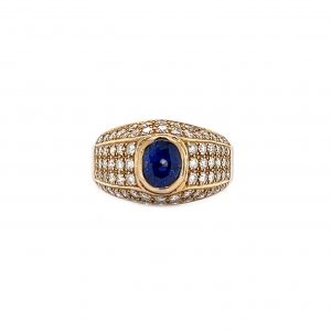 "Saphir gardé" - Ring mit Brillanten & Saphir
