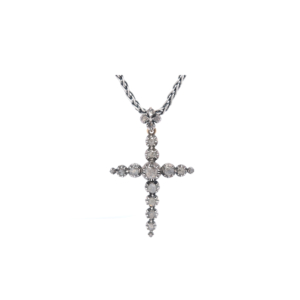 "Historisch" - Silbernes Kreuz mit Diamantrosen