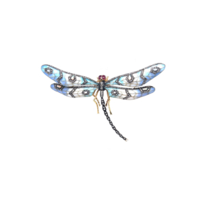 "Libelle" - Große historische Jugendstil Brosche