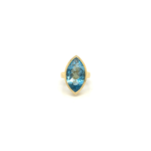 "Blue Marquise" - Gelbgold Aquamarin Ring