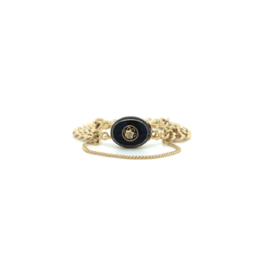 "Antique Bracelet" - Gliederarmband mit Diamantrose & schwarzer Emaille