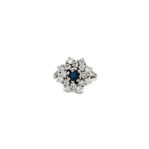 "Flower" - Weißgold Ring mit Saphir
