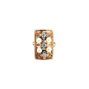 "Wertvolles Beet" - Ring mit Perlen und Diamanten