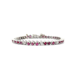 "Rot wie die Liebe" - 18 Karat Weißgold Armband mit Rubinen und Brillanten