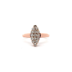 "Funkelndes Schiffchen" - Jugendstil Ring Roségold