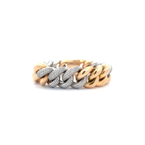 "Funkelndes Band" - Bicolor Statement Armband mit Brillanten