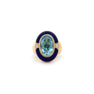 "Fantastic Blue" - Cocktailring mit Emaille & Blautopas