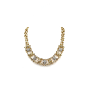 "Golden river" -  Bicolor Collier besetzt mit Diamanten