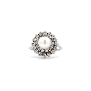 "Sparkling Pearl" - Perlenring mit Diamanten