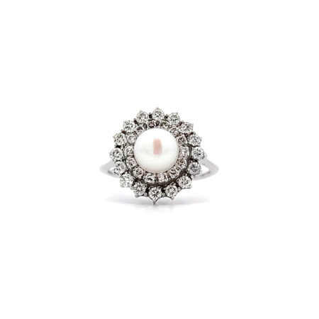 "Sparkling Pearl" - Perlenring mit Diamanten