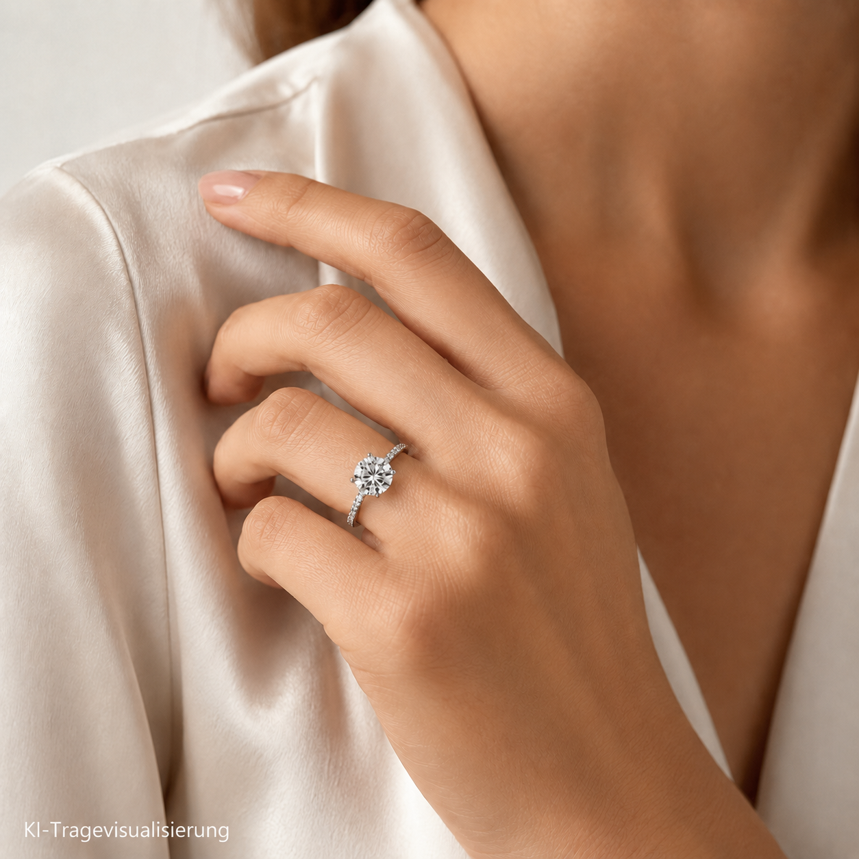 "Say yes" - Solitaire Ring mit Seitenbesatz zus. 1.17 ct.