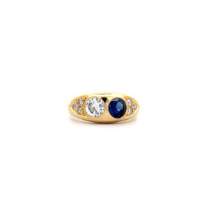 "Sternenweiß und Mitternachtsblau" - Gelbgold Ring mit Saphir & Diamant