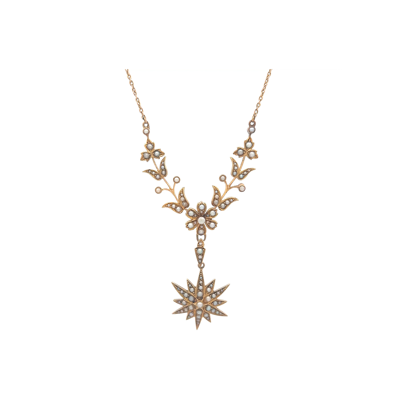 "Sternennacht" - Antikes Collier mit Flussperlen