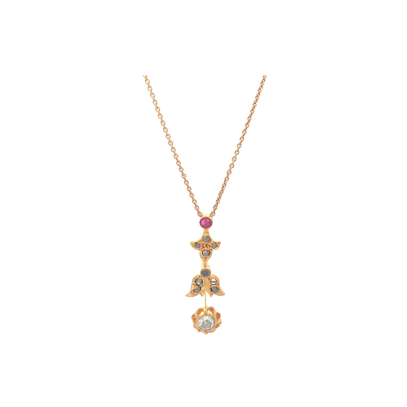 "Gold & Roses" - Antiker Anhänger mit Diamantrosen