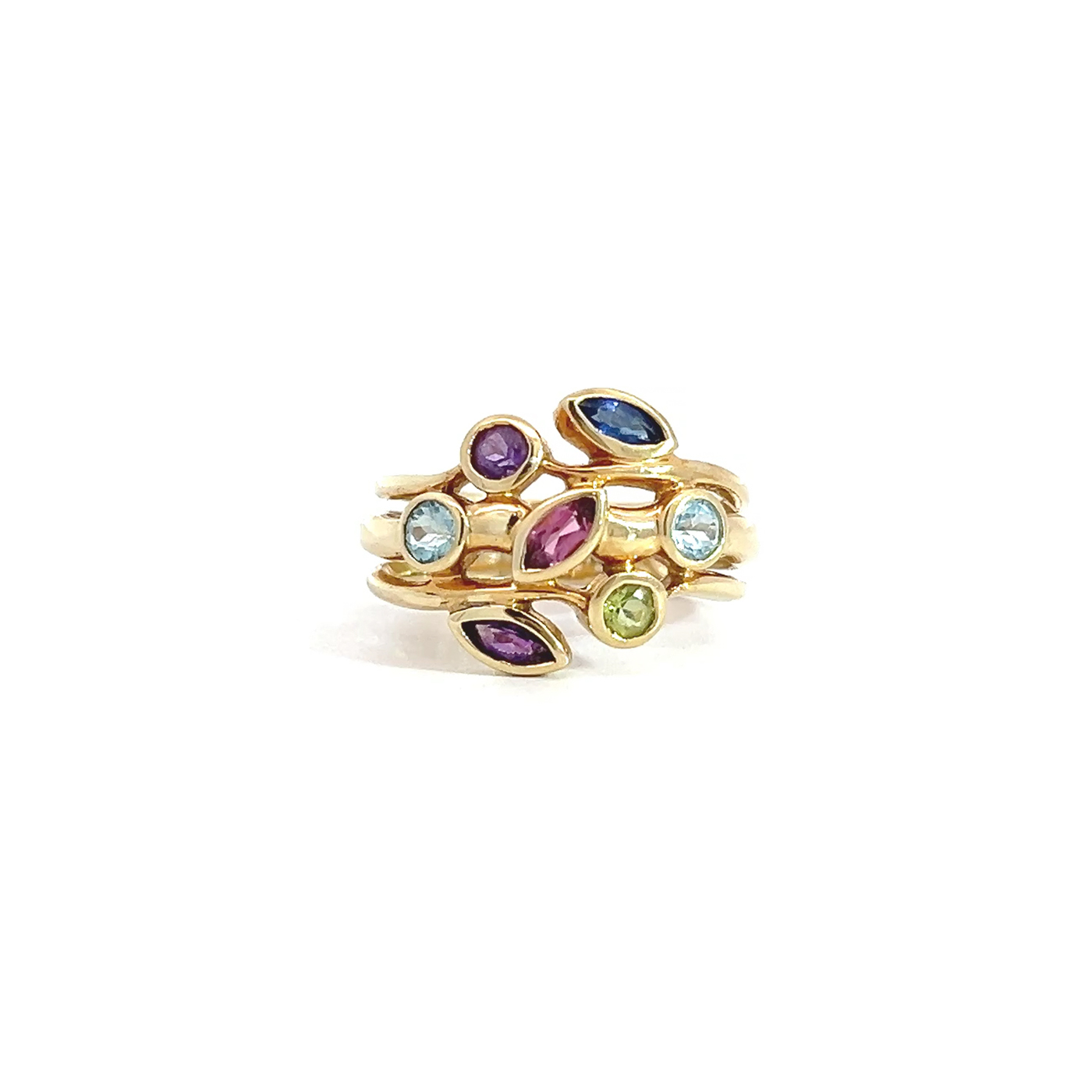 "Farbenfroher Begleiter" - 14 Karat Gelbgold Ring