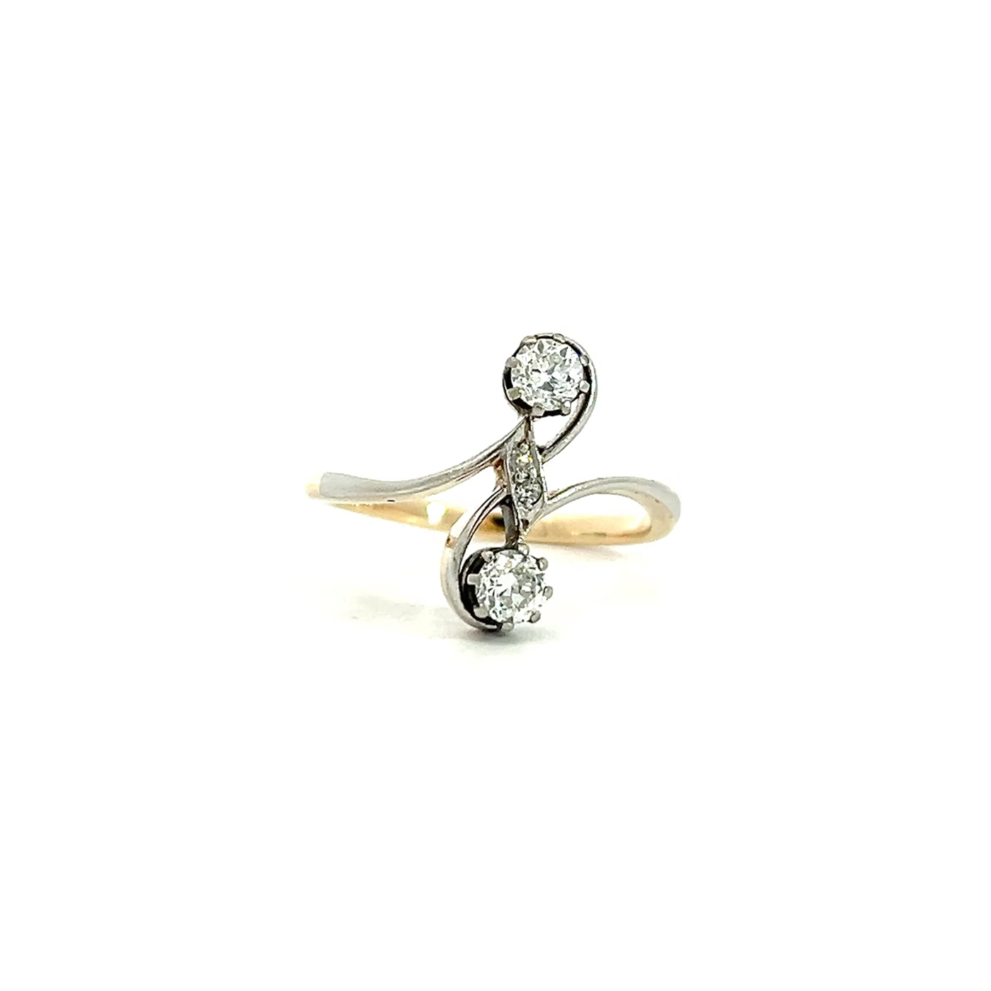"Perfect Duo" - Antiker Toi et Moi Ring 14 Karat Gold