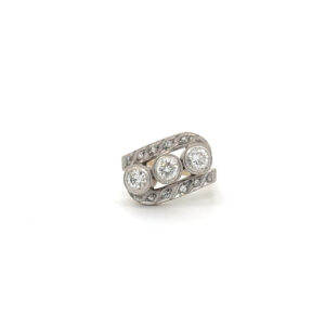 "Three sparkling diamonds" - Vintage Ring in 14 Karat Gelbgold/Weißgold