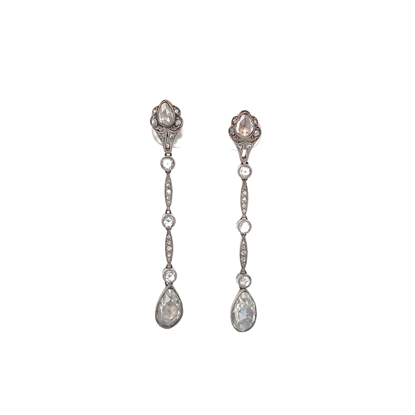 "Sparkling Raindrops" - Jugendstil Ohrhänger 18 Karat Weißgold