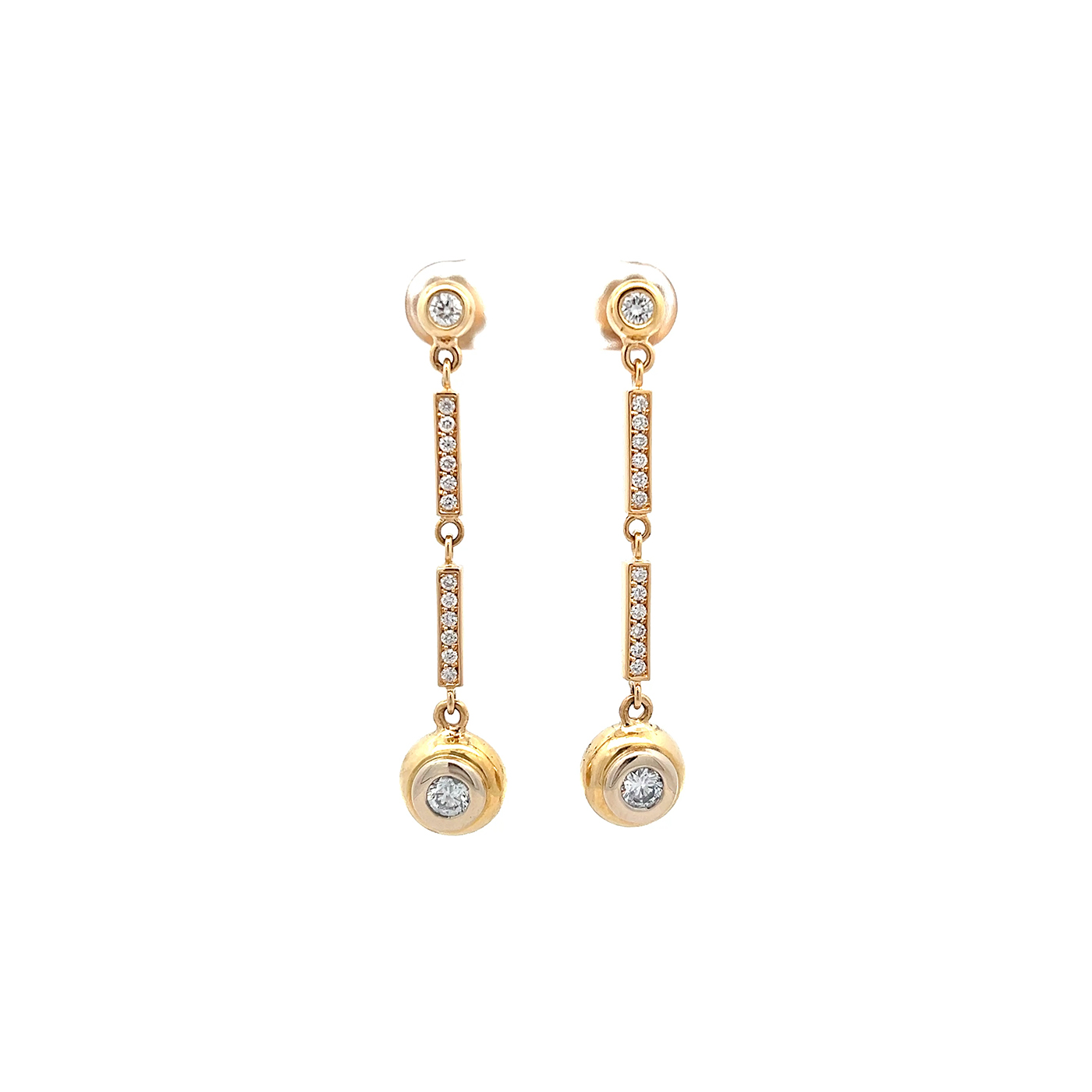 "Golden Motion" - Pendelnde Gelbgold Ohrstecker
