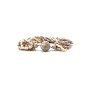 "Meeresglanz" - Mehrreihiges Perlenarmband 14 Karat Weißgold