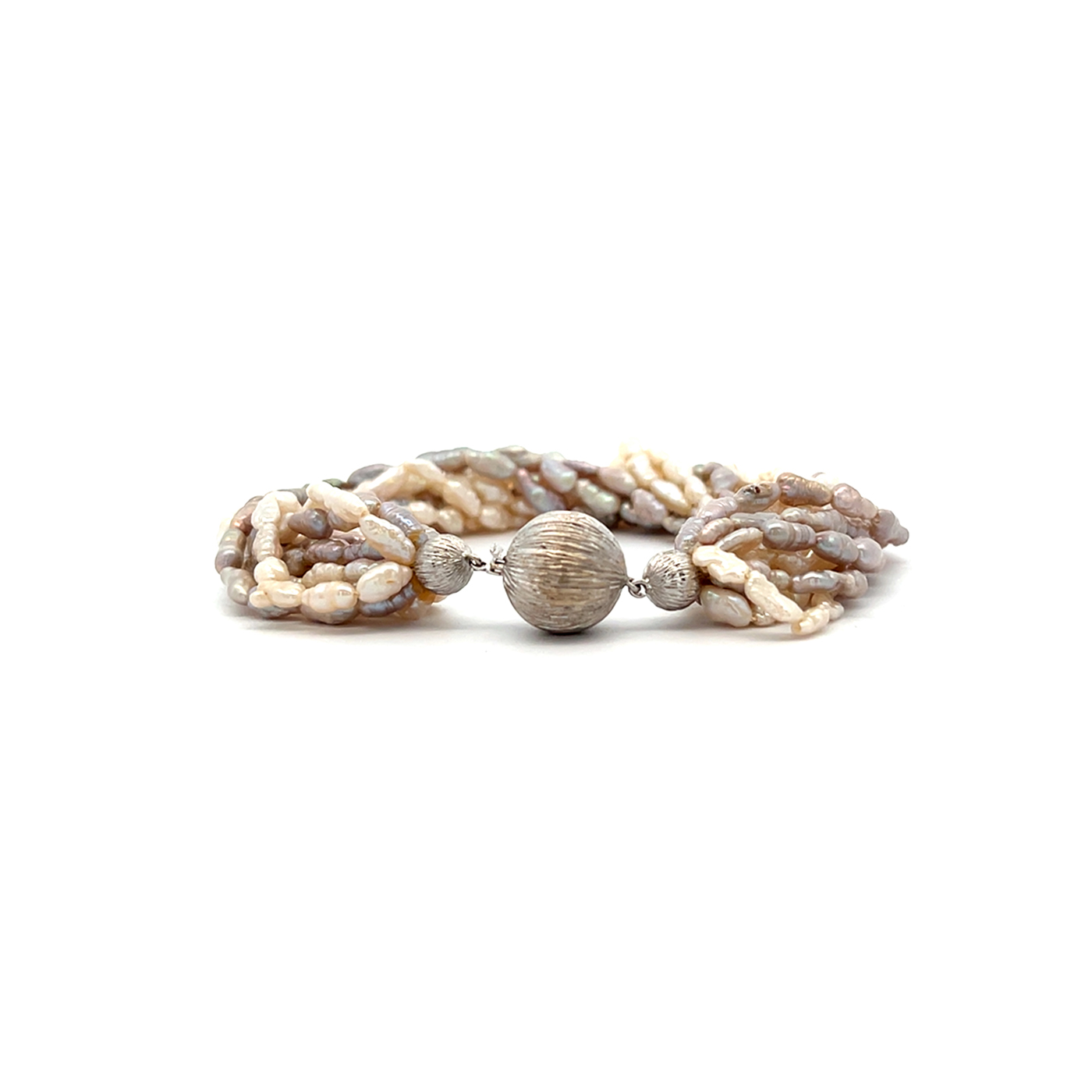 "Meeresglanz" - Mehrreihiges Perlenarmband 14 Karat Weißgold