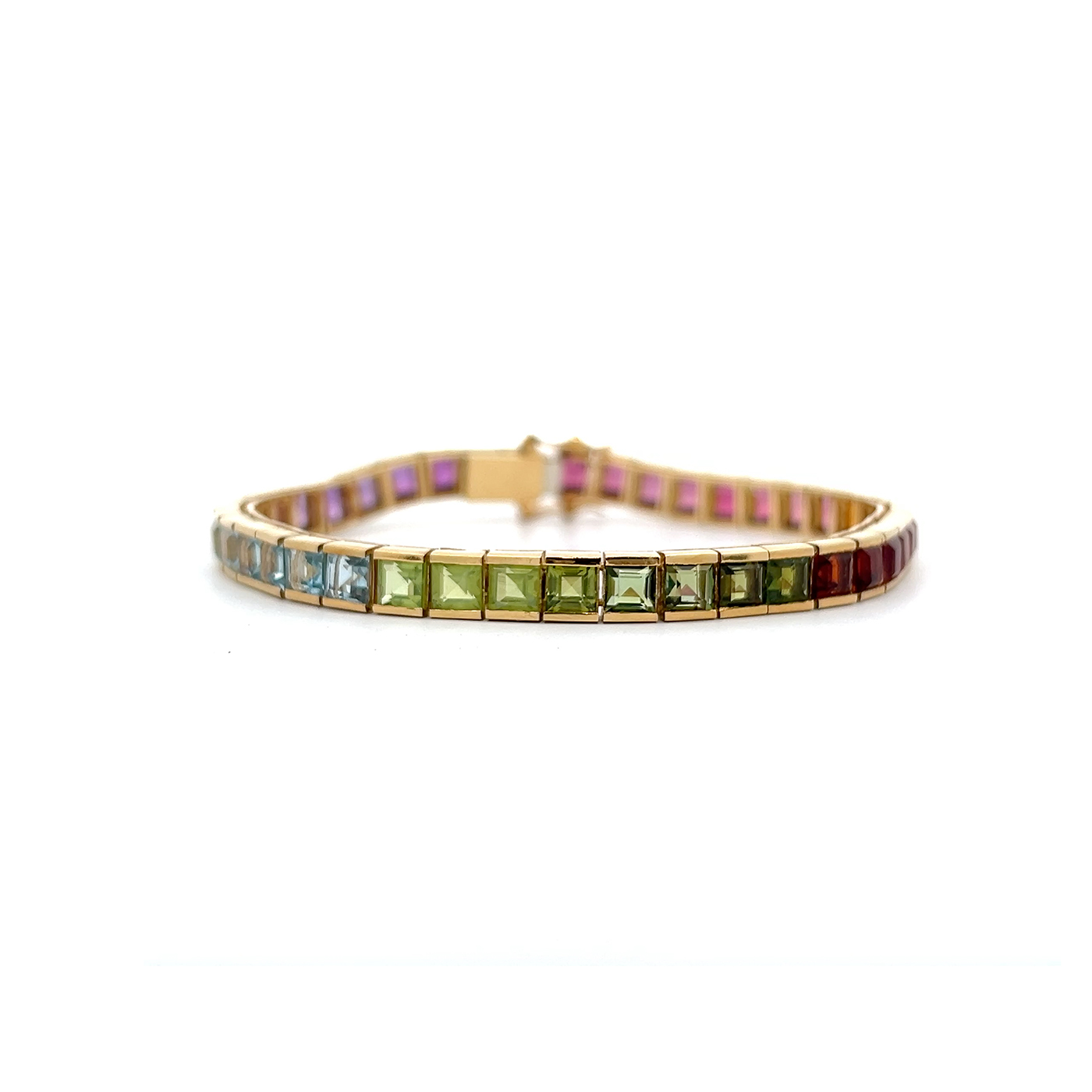 "Farbtanz" - 18 Karat Gelbgold Armband mit Farbsteinen