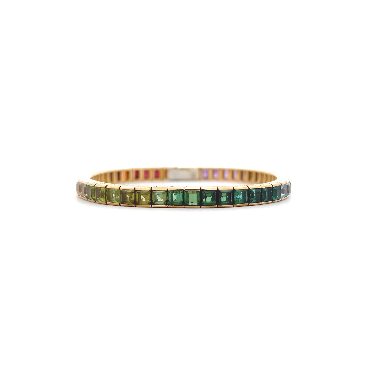 "Rainbow Colors" - Farbenfrohes 18 Karat Gelbgold Armband