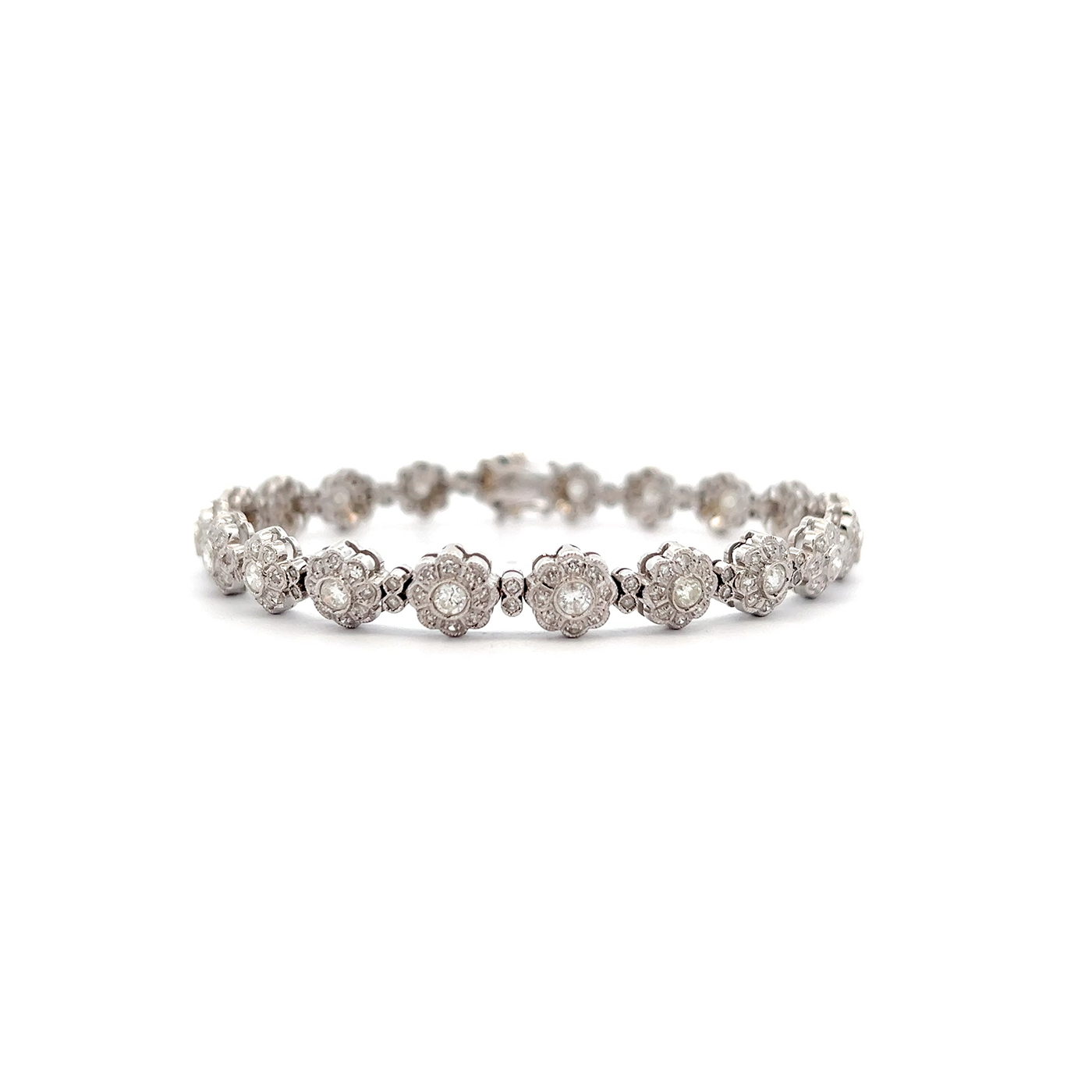 "Weiße Blüten" - Diamantarmband in 18 Karat Weißgold