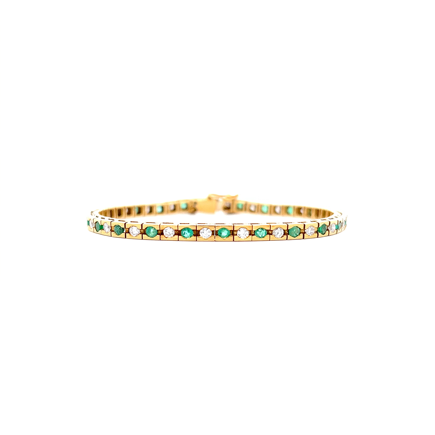 "Glanz der Natur" - 18 Karat Goldarmband mit Smaragd und Brillanten