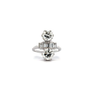 "Twin Sparkle" - Wunderschöner 14 Karat Weißgold Ring mit Brillanten