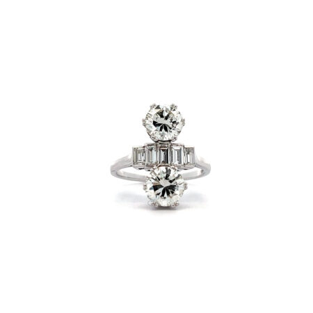 "Twin Sparkle" - Wunderschöner 14 Karat Weißgold Ring mit Brillanten