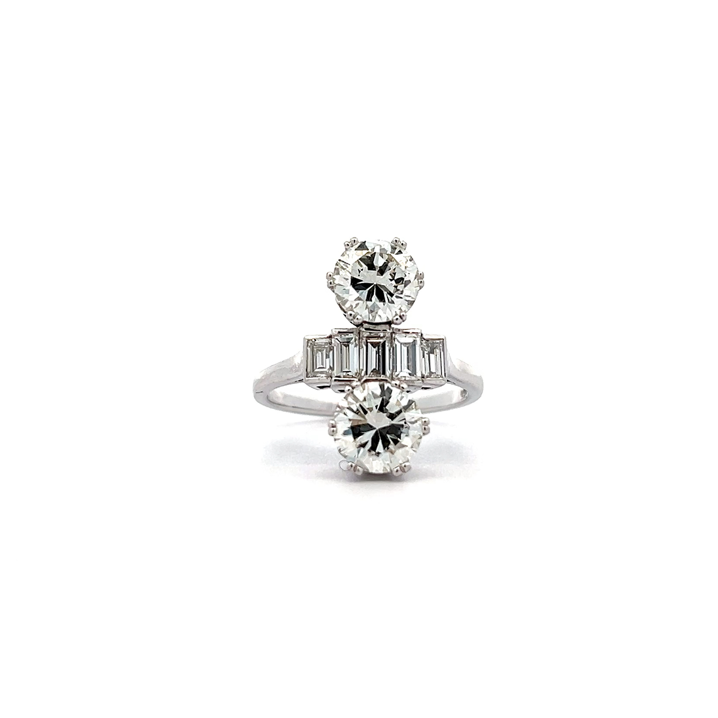 "Twin Sparkle" - Wunderschöner 14 Karat Weißgold Ring mit Brillanten