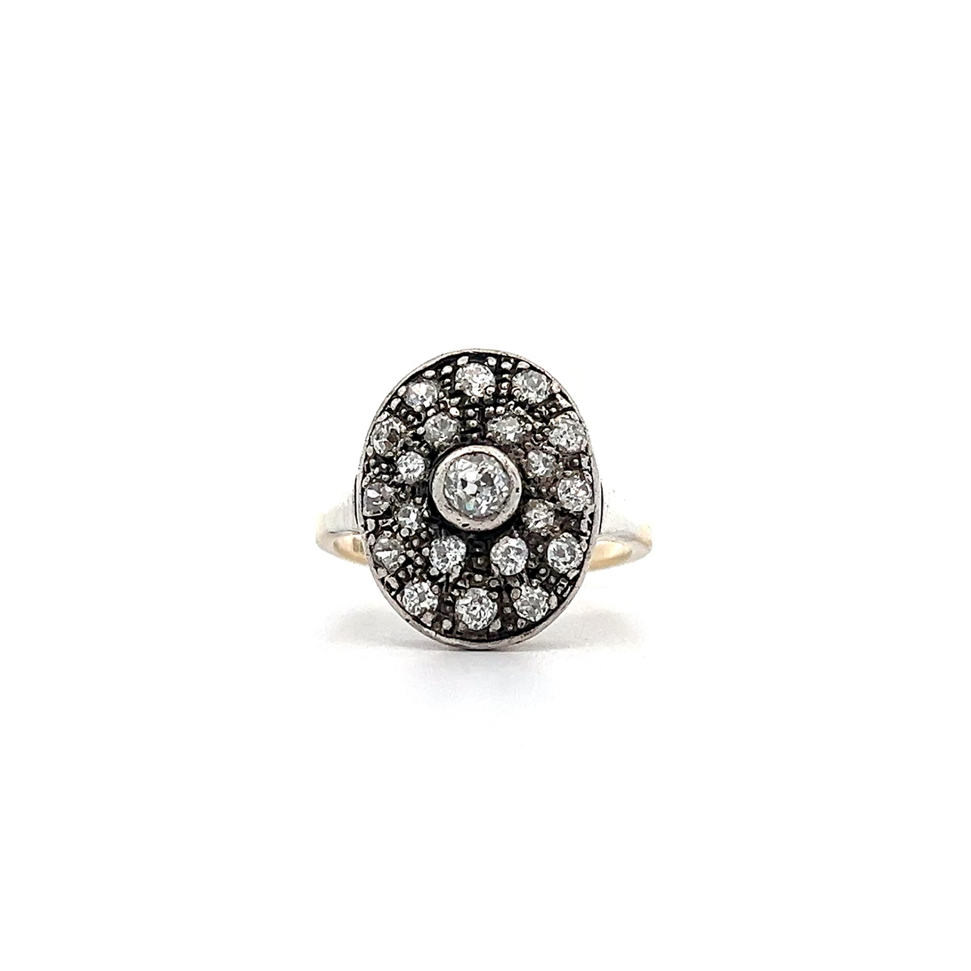 "Zeitglanz" - 14 Karat Gelbgold Ring mit Altschliff Diamanten