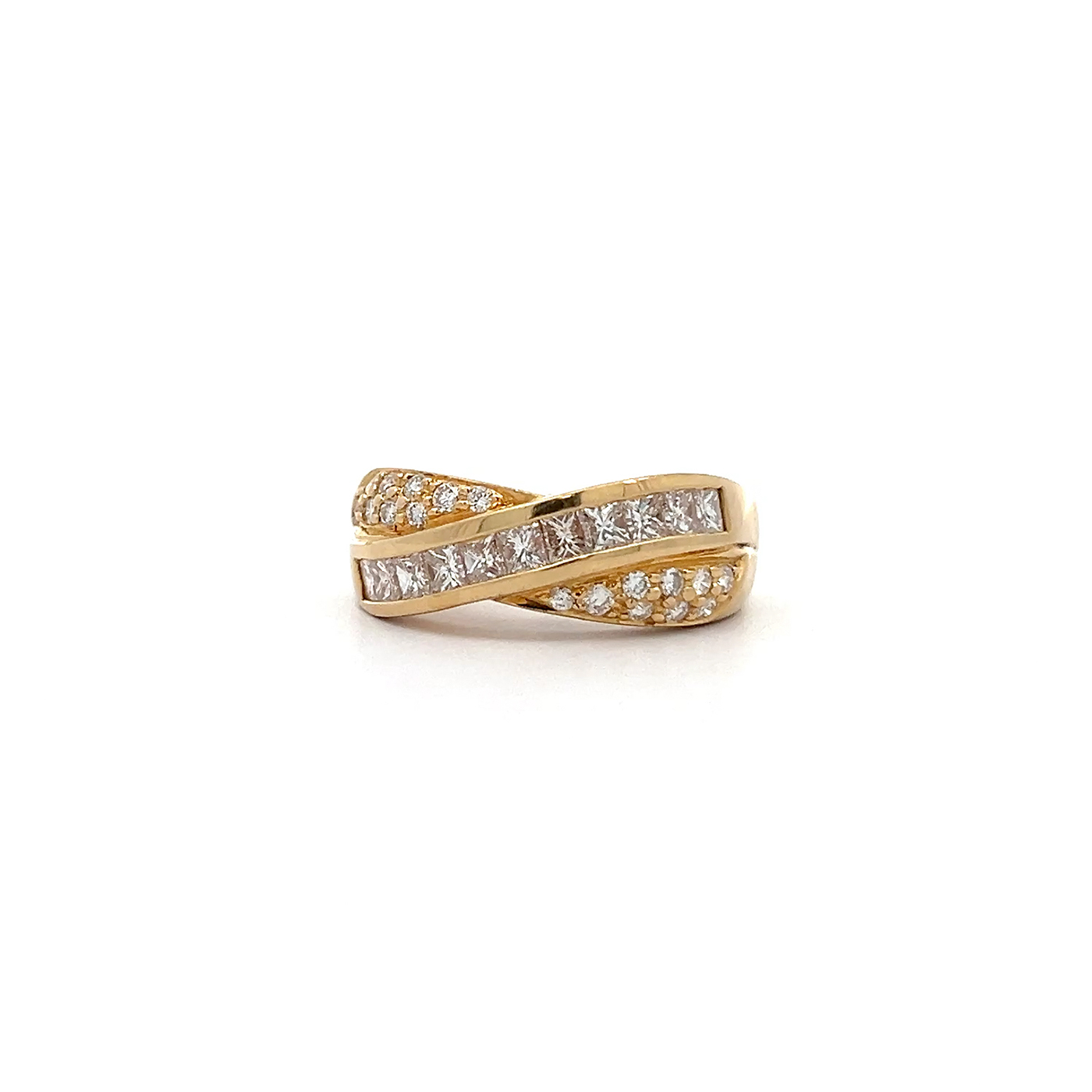 "Lichtlinien" - 18Karat Gelbgold Ring mit Brillanten und Princess Cut Diamanten