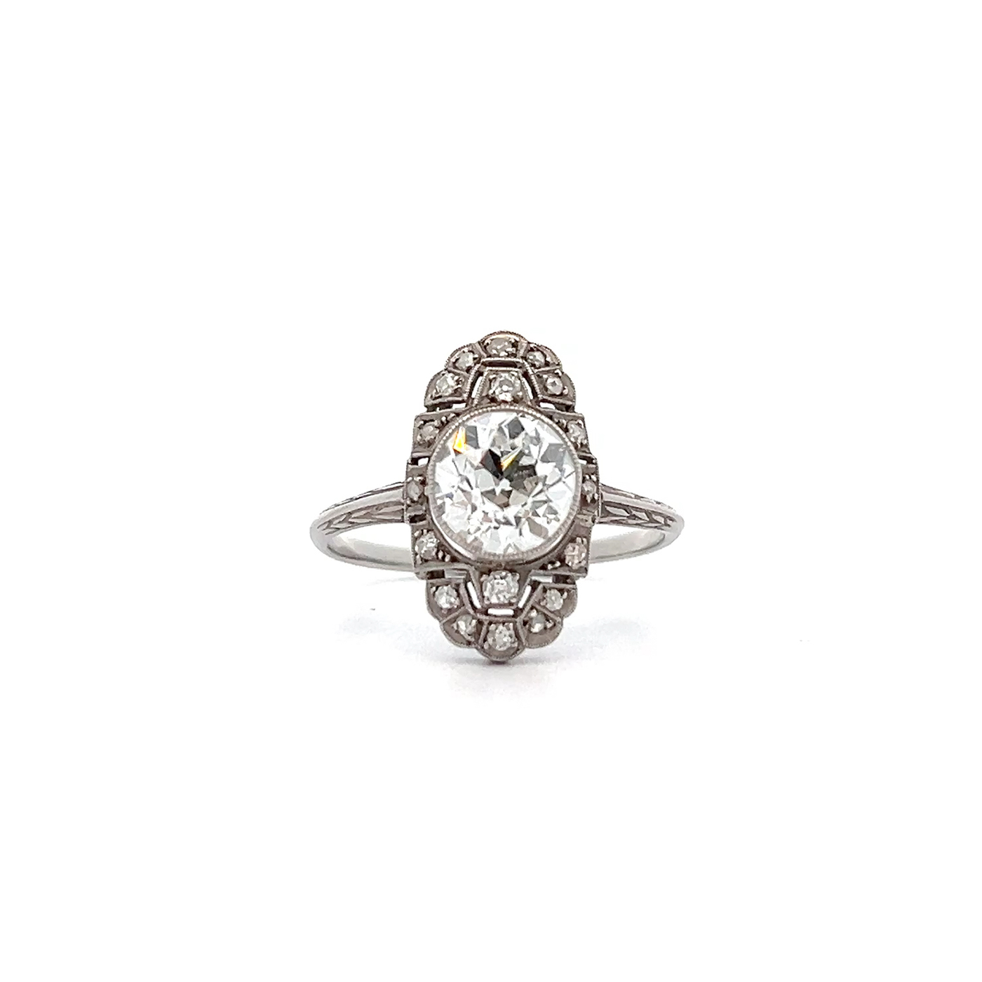"Art Déco Dream" - Platin Ring mit 1.90 ct. Diamant