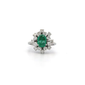 "Schöne Entourage" - Smaragd Ring in 18 Karat Weißgold