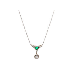 "Art Déco Dream" - Art Déco Collier mit Smaragd und Diamanten